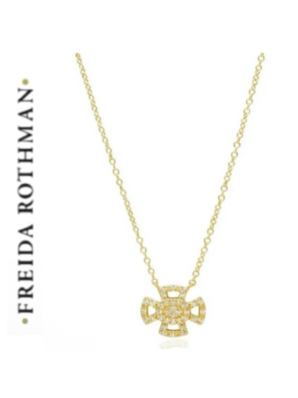 Freida Rothman PAVÉ CROSS PENDANT NECKLACE Sterling Silver/14k Matte Gold